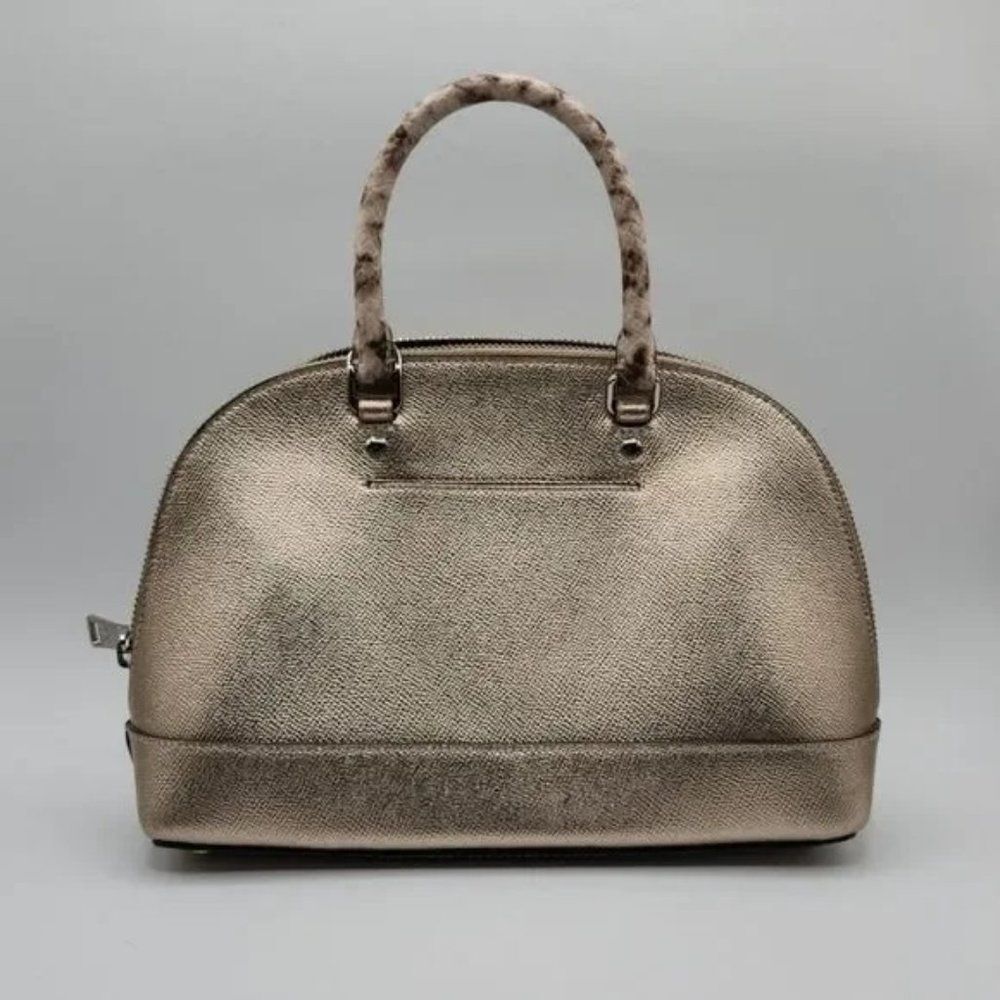 Coach Metallic Gold Dome Satchel with Snake-Print Strap - Picture 3 of 10